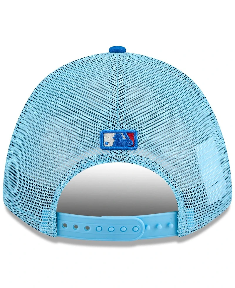 New Era Men's Light Blue/Royal Los Angeles Dodgers 2025 Fourth of July 9FORTY A-Frame M-Crown Adjustable Trucker Hat