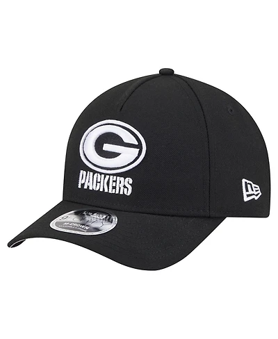 New Era Men's Black Green Bay Packers Team Collection 9FORTY M-Crown A-Frame Adjustable Hat