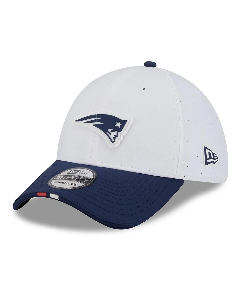 New Era Men's White/Navy England Patriots 2025 Nfl Training Camp 39THIRTY Flex Hat
