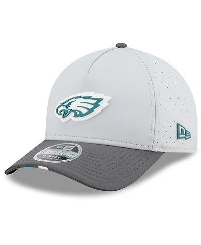 New Era Men's Gray/Graphite Philadelphia Eagles 2025 Nfl Training Camp A-Frame 9FORTY Adjustable Hat