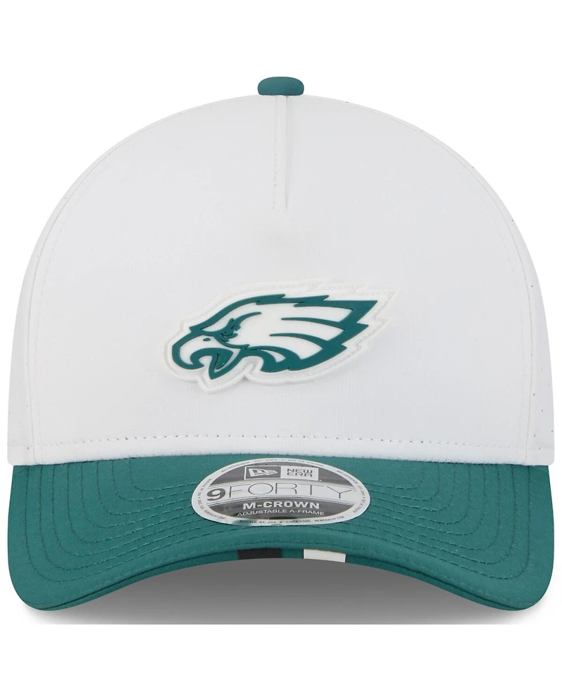 New Era Big Boys and Girls White/Midnight Green Philadelphia Eagles 2025 Nfl Training Camp A-Frame 9FORTY Adjustable Hat