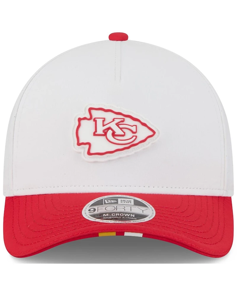 New Era Big Boys and Girls White/Red Kansas City Chiefs 2025 Nfl Training Camp A-Frame 9FORTY Adjustable Hat