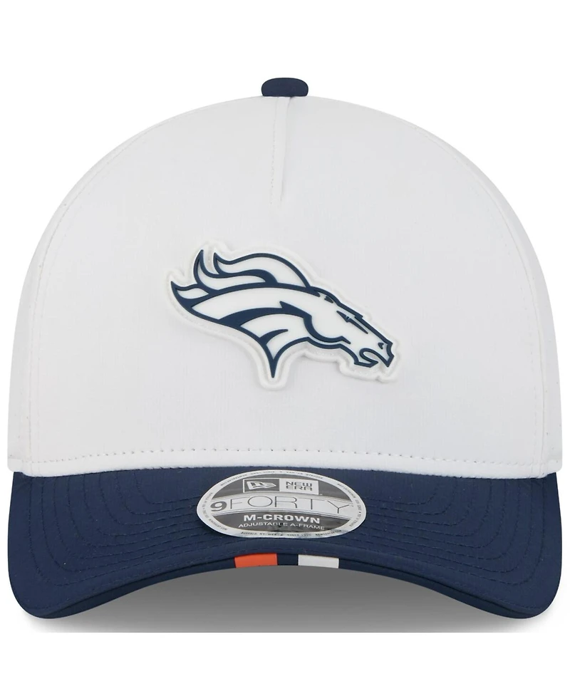 New Era Big Boys and Girls White/Navy Denver Broncos 2025 Nfl Training Camp A-Frame 9FORTY Adjustable Hat
