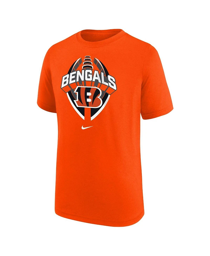 Nike Big Boys and Girls Orange Cincinnati Bengals Icon Legend T-Shirt