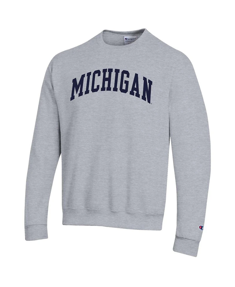 Champion Men's Heather Gray Michigan Wolverines Basic Arch Fleece Pullover Sweatshirt