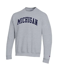 Champion Men's Heather Gray Michigan Wolverines Basic Arch Fleece Pullover Sweatshirt