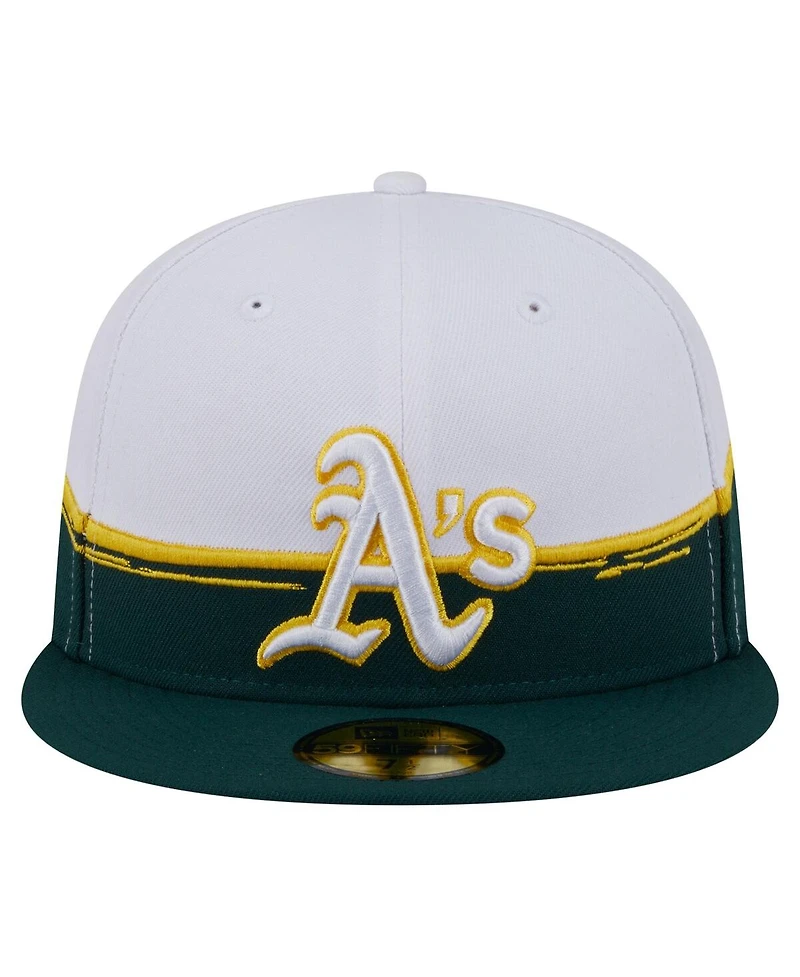 New Era Men's Green/White Athletics Paint Stroke 59FIFTY Fitted Hat