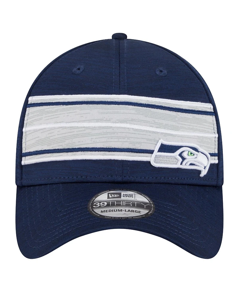 New Era Men's College Navy Seattle Seahawks Stripes 39THIRTY Flex Hat