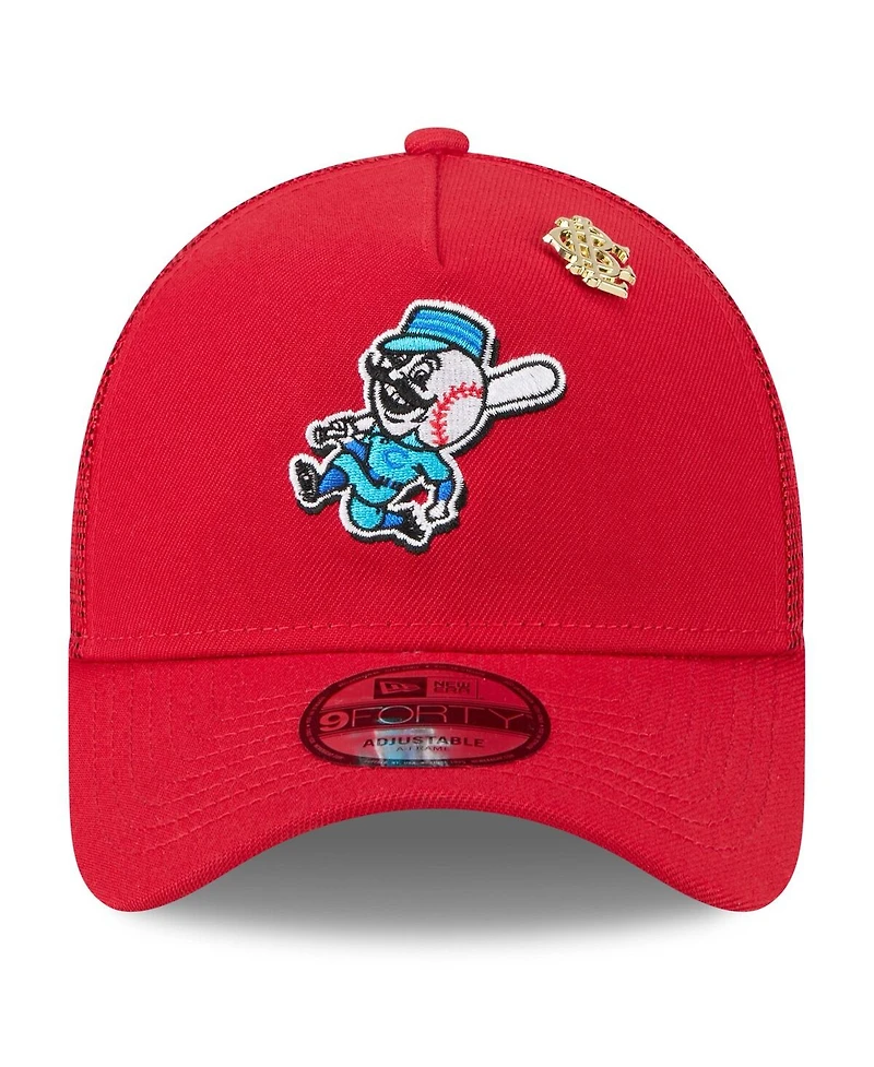 New Era Men's Red Cincinnati Reds 2025 Big League Chew A-Frame 9FORTY Adjustable Trucker Hat