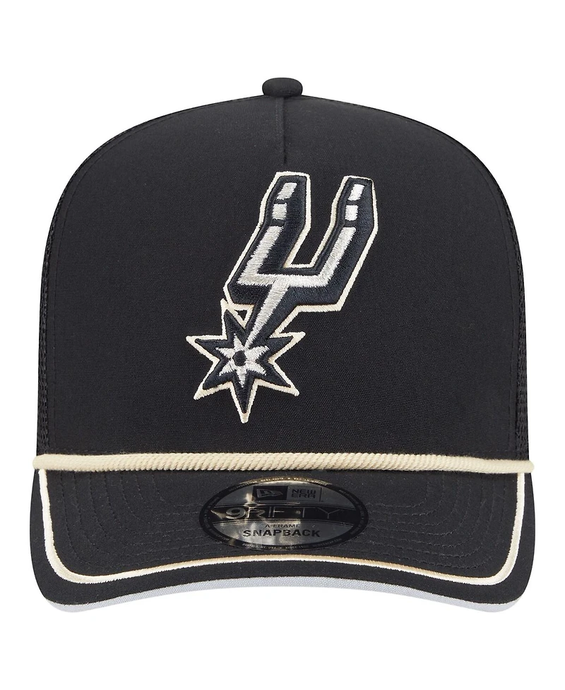 New Era Men's Black San Antonio Spurs Vintage Team Rope A-Frame 9FIFTY Snapback Hat
