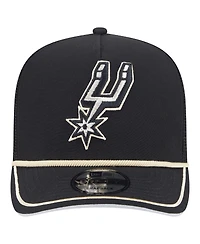New Era Men's Black San Antonio Spurs Vintage Team Rope A-Frame 9FIFTY Snapback Hat