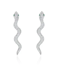Suzy Levian New York Sterling Silver Cubic Zirconia Wild Snake Drop Earrings