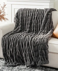 Battilo Luxurious Reversible Rabbit Faux Fur Throw, 50" x 60"