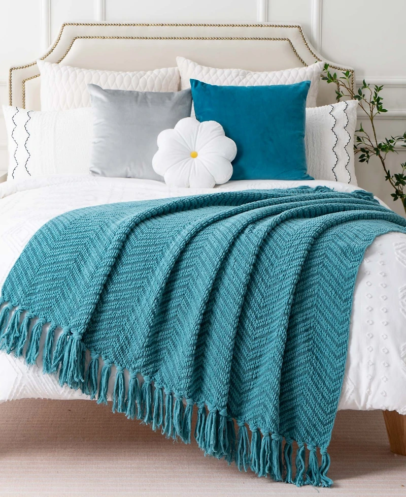 Battilo Herringbone Chenille Knit Throw, 50" x 60"