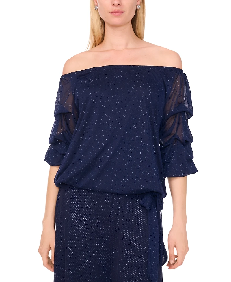 Msk Women's Mesh Off-The-Shoulder Top