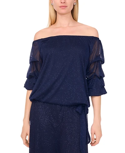 Msk Women's Mesh Off-The-Shoulder Top