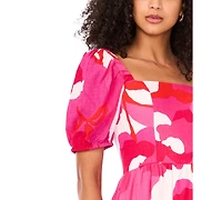 Msk Women's Square-Neck Short-Sleeve Maxi Dress