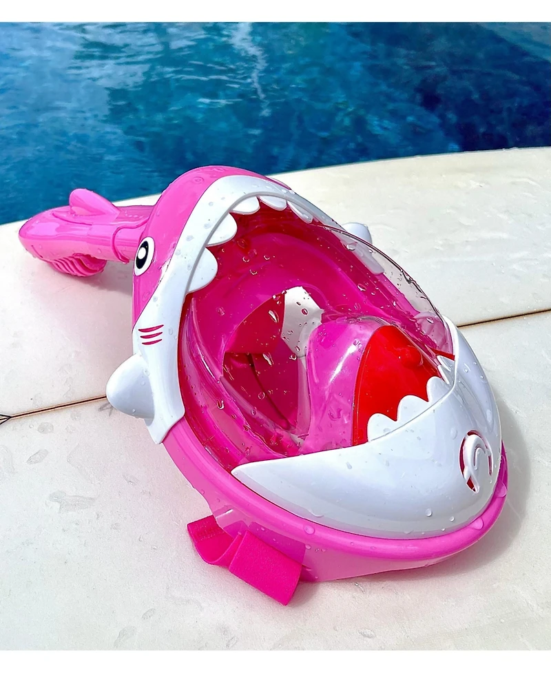 Sharky Blue Full Face Snorkel Mask – Anti-Fog, Safe Waterproof Underwater Snorkeling for Kids & Teenagers