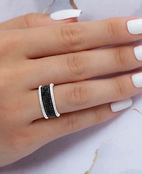 Black Spinel Multirow Cluster Ring (1-7/8 ct. t.w.) Sterling Silver