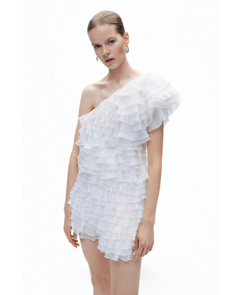 Nocturne Women's Mini Dress with Layered Ruffle Details