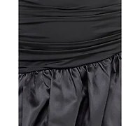 Seni & Cade Juniors' One-Shoulder Drop Waist Satin Bubble Skirt