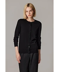 Jennie Liu Women's 100% Merino Wool Light Weight Cardigan | Ultra Soft Fine-gauge Sweaters Machine Washable