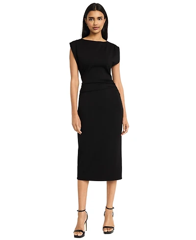 Donna Morgan Women's Boat-Neck Midi Sheath Dress