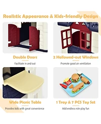 Playhouse for Kids, Outdoor Garden Games Cottage w/Working Doors & Windows