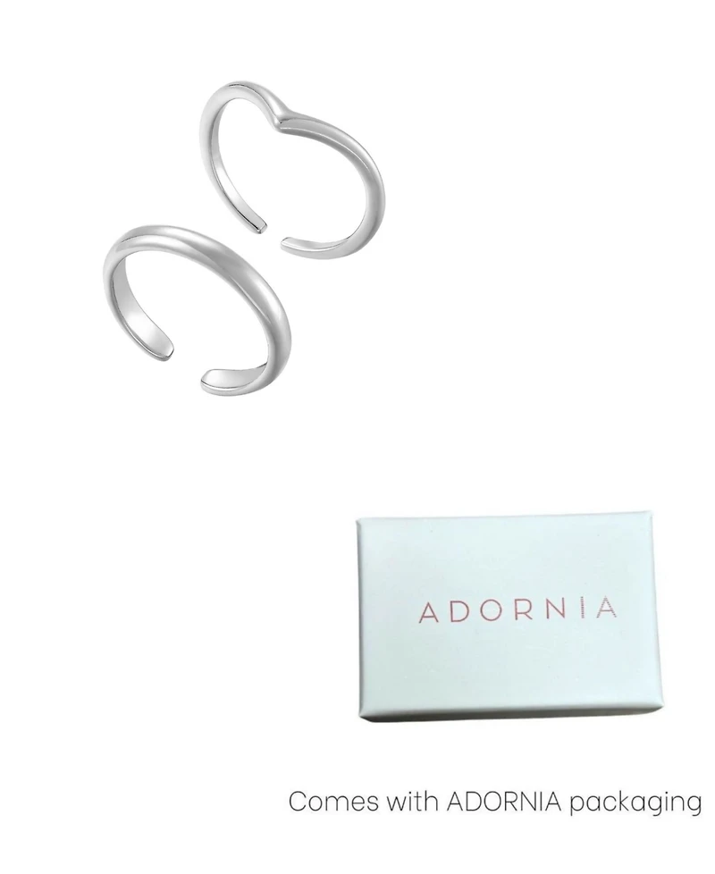 Adornia Adjustable Chevron and Double Line Toe Ring Set