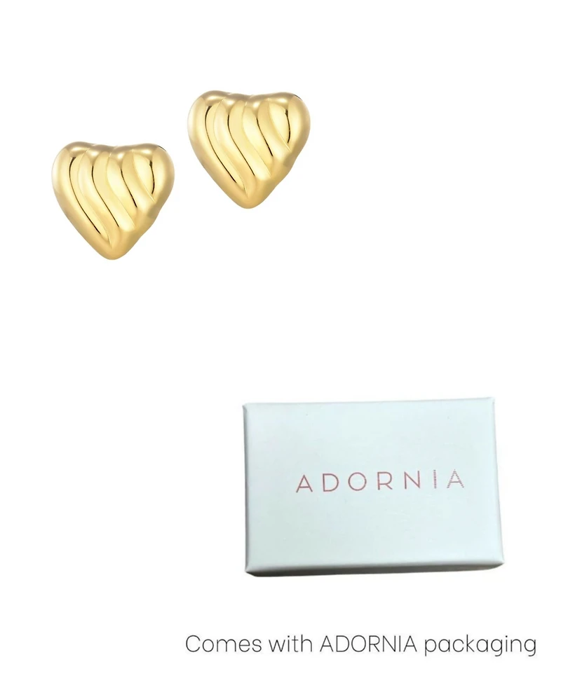 Adornia Stainless Steel Heart Statement Stud Earrings