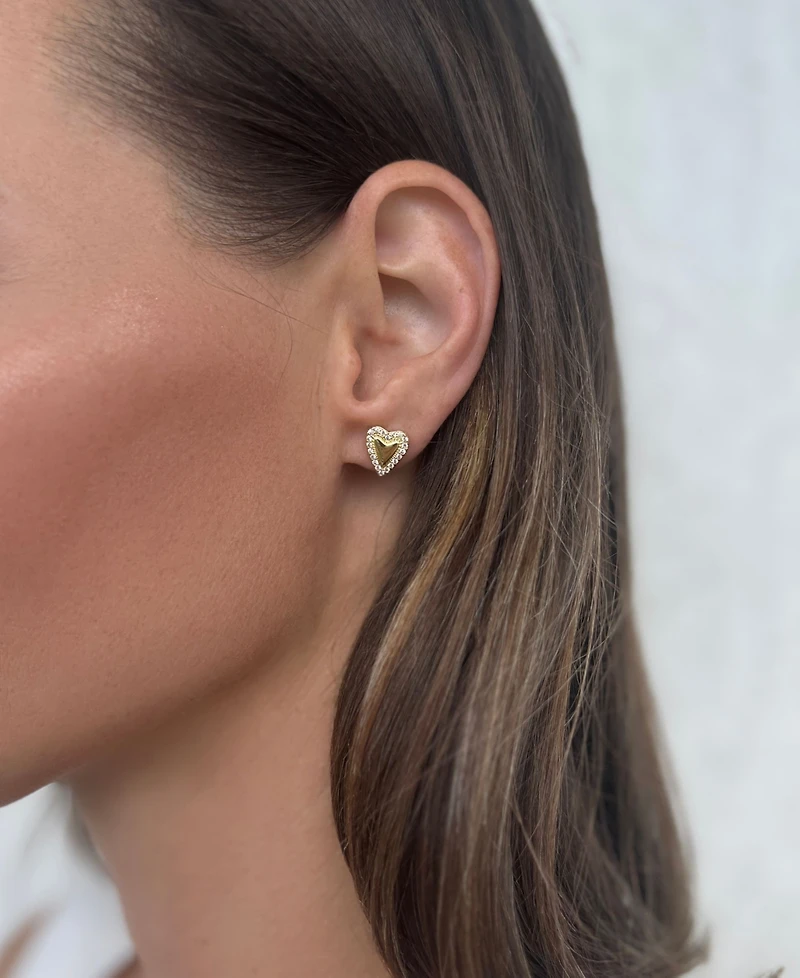 Adornia Gold Puffy Mini Halo Heart Stud Earrings