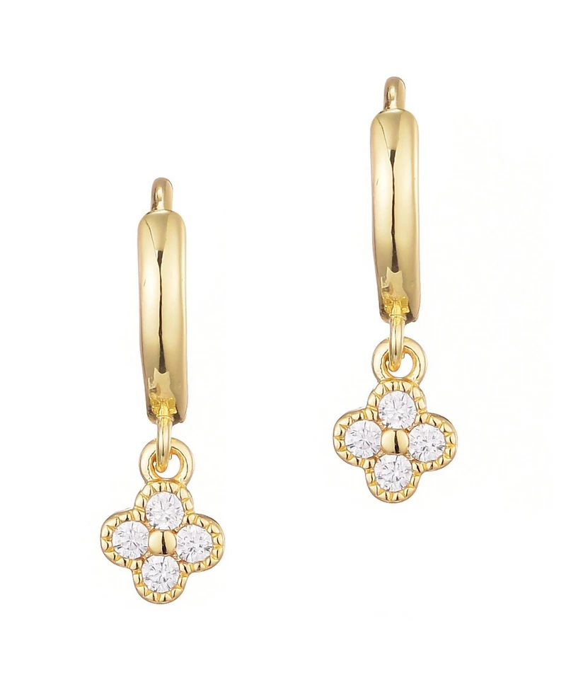 Adornia Cubic Zirconia Extra Mini Clover Dangle Huggie Earrings