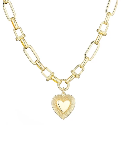 Adornia Gold Chunky Mixed Link Chain Fluted Heart Necklace