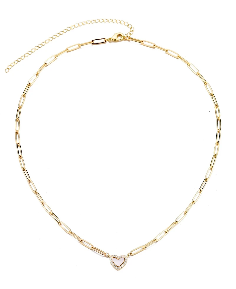 Adornia Gold Mother of Pearl Mini Heart Chain Necklace