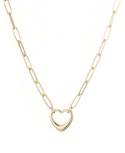 Adornia Gold Paperclip Chain Outline Heart Pendant Necklace