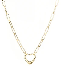 Adornia Gold Paperclip Chain Outline Heart Pendant Necklace
