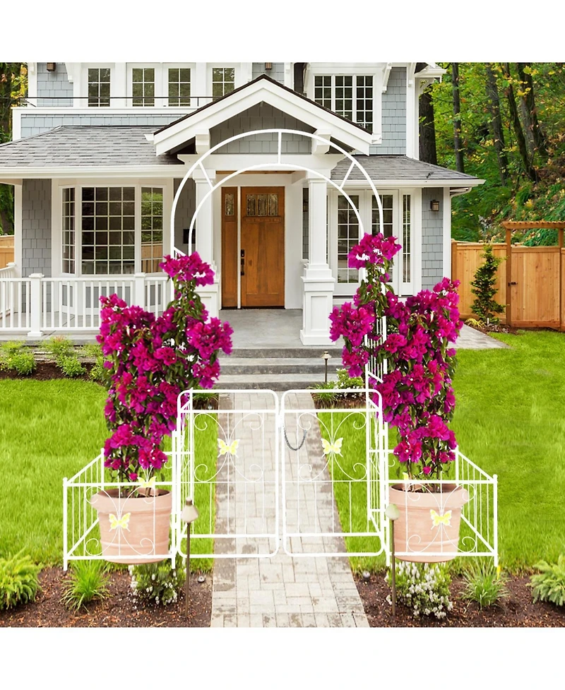 Streamdale Furniture Cream White Metal Garden Arch with Gate