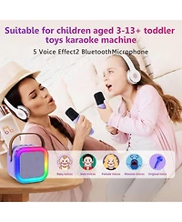 Zealsound Mini Karaoke Machine for Kids, Bluetooth Speaker with 2 Wireless Mics, Led Lights, Fun Birthday Gift for Girls & Boys, Ages 3-12+ (Purple)