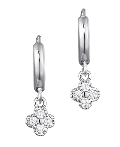Adornia Cubic Zirconia Extra Mini Clover Dangle Huggie Earrings