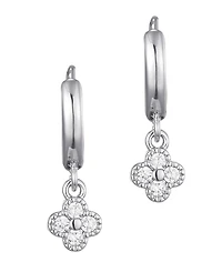 Adornia Cubic Zirconia Extra Mini Clover Dangle Huggie Earrings