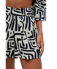 Raffya Women's Nicola Paperbag Waist Warhol Print Shorts