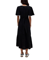 Raffya Women's Delilah V-Neck Front Tie Midi Dress