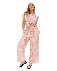 Raffya Women's Pop Front Tie Warhol Print Crop Top