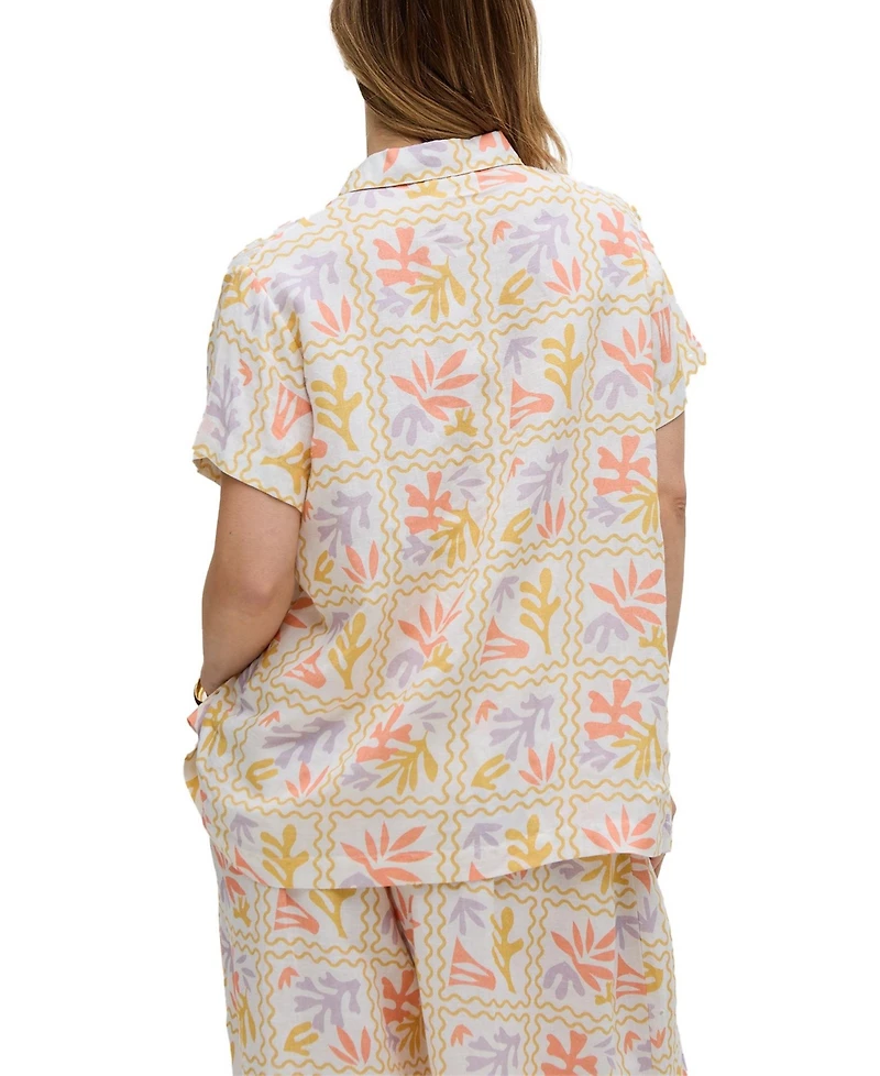 Raffya Women's Matisse Button Down Patchwork Floral Print Shirt