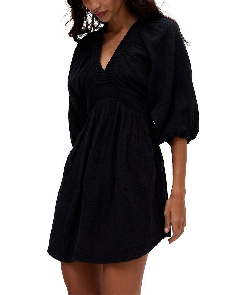 Raffya Women's Soipoi Ruched V-Neck Midi Dress