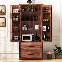 Casainc 71" Freestanding Pantry Cabinet with 2 Drawers, 8 Door Shelves, 3 Cabinet Shelves, Embossed Texture Finish