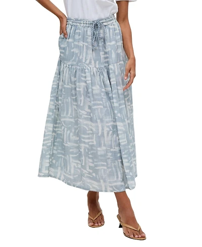 Raffya Women's Bonnie Shirred Waist Warhol Print Midi Skirt
