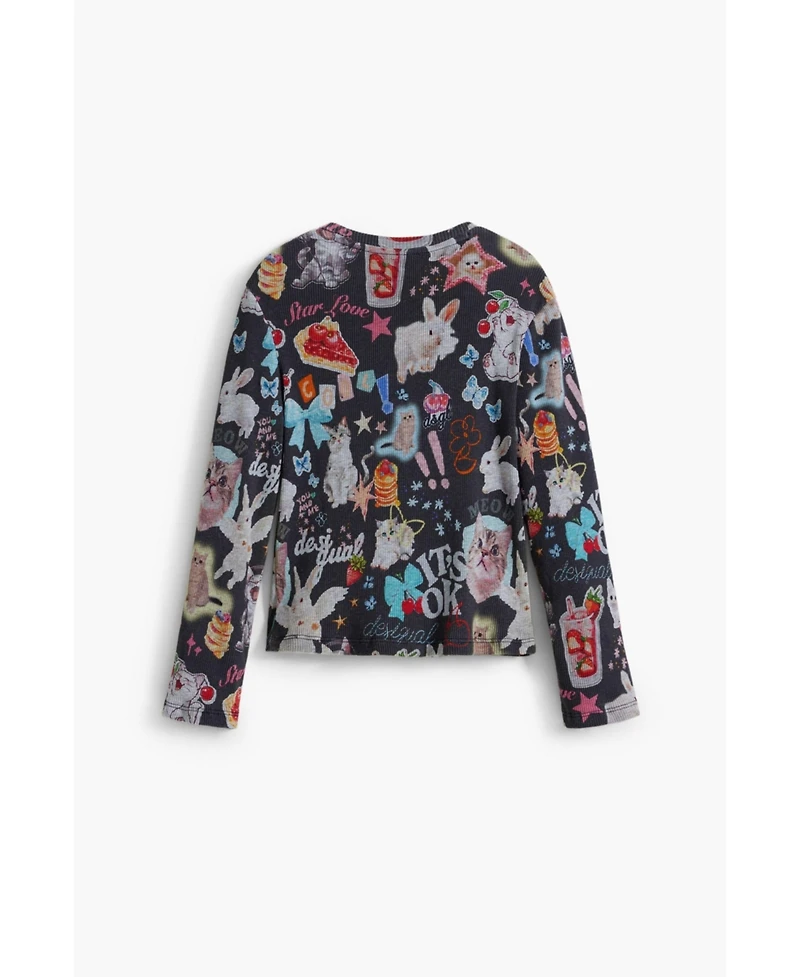 Desigual Girls Girls's Long-sleeve cat T-shirt