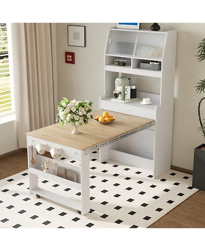 Streamdale Furniture Compact Buffet Hutch Foldable Table Storage