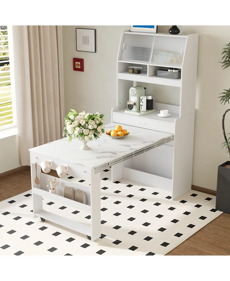 Streamdale Furniture Compact Buffet Hutch Foldable Table Storage